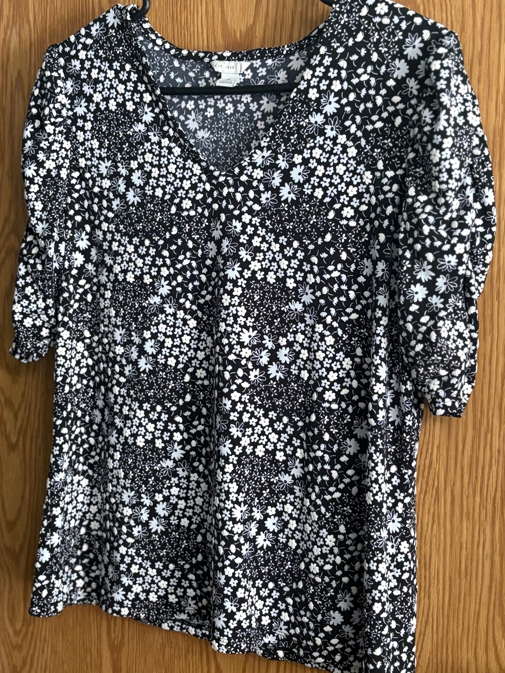 CATO Black & White Floral V-Neck Tunic
